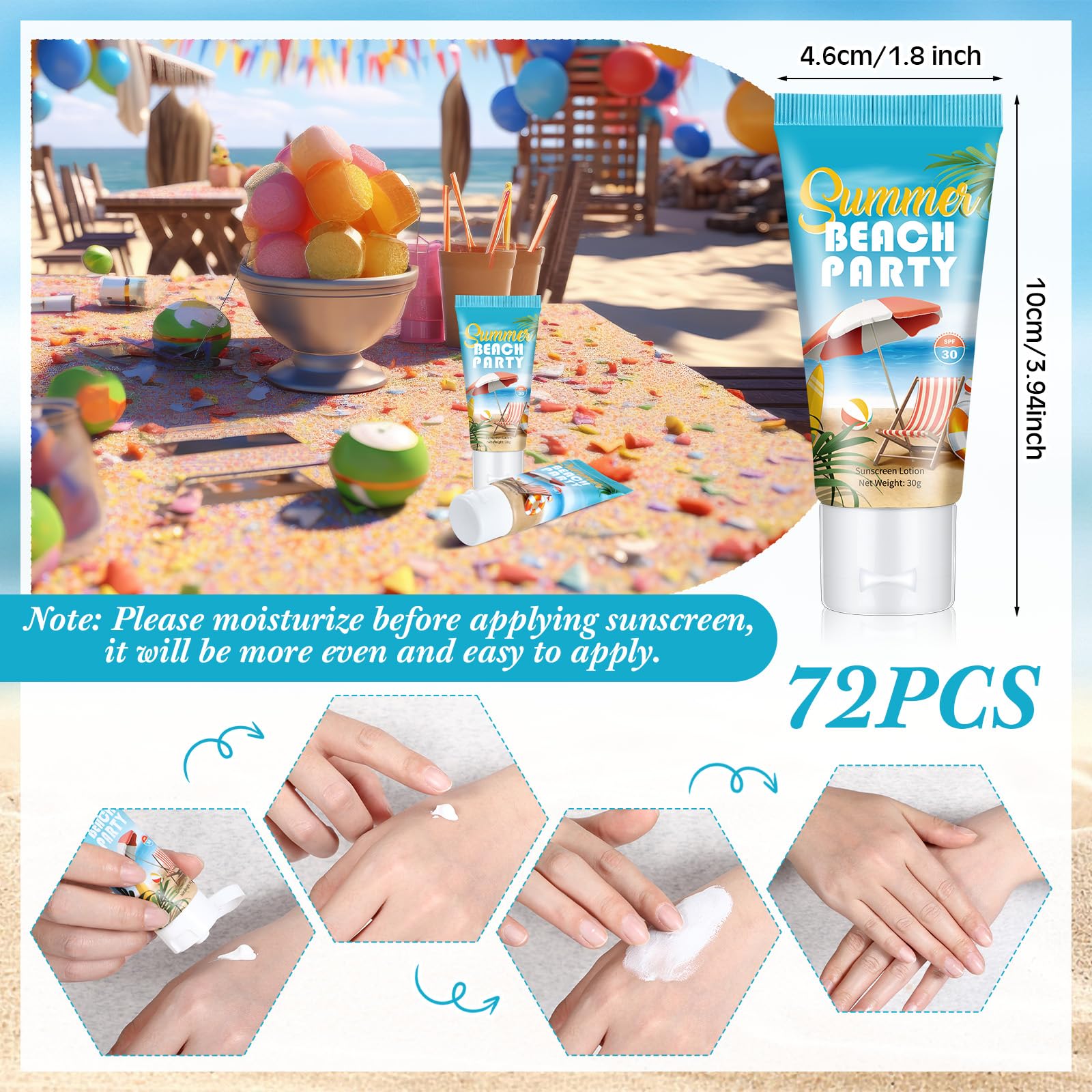 Dansib 72-Piece Mini Sunscreen Bulk – SPF 30 Travel 1oz for Weddings & Beach Parties