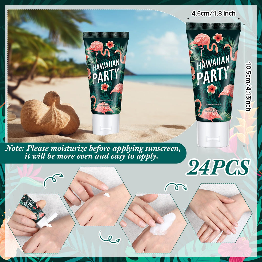 Dansib 24 Pcs Mini Sunscreen Bulk – SPF 30 Travel Size 1oz for Wedding Gifts (White Cream, Flamingo)