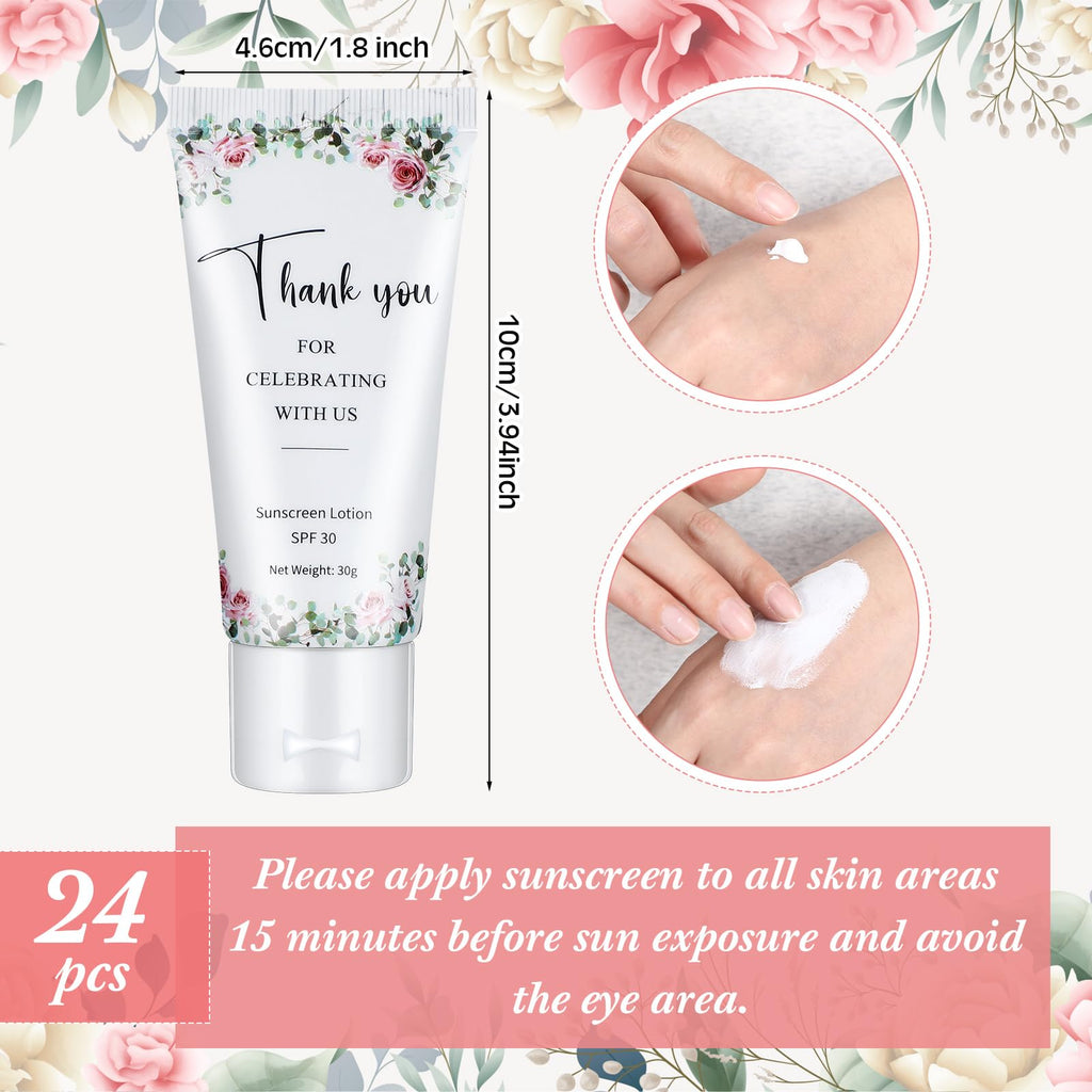 Dansib 24 Pcs Mini Sunscreen Bulk — Travel Size SPF 30, Water-Resistant for Wedding Favors