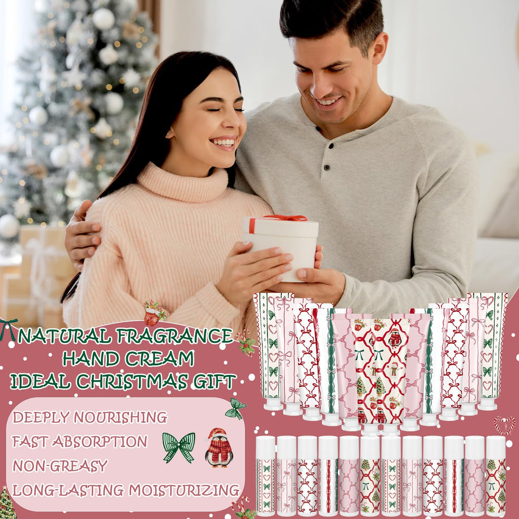 Dansib Valentine Hand Cream & Lip Balm Gift Set – 48 Pcs, 6 Scents, Travel Size