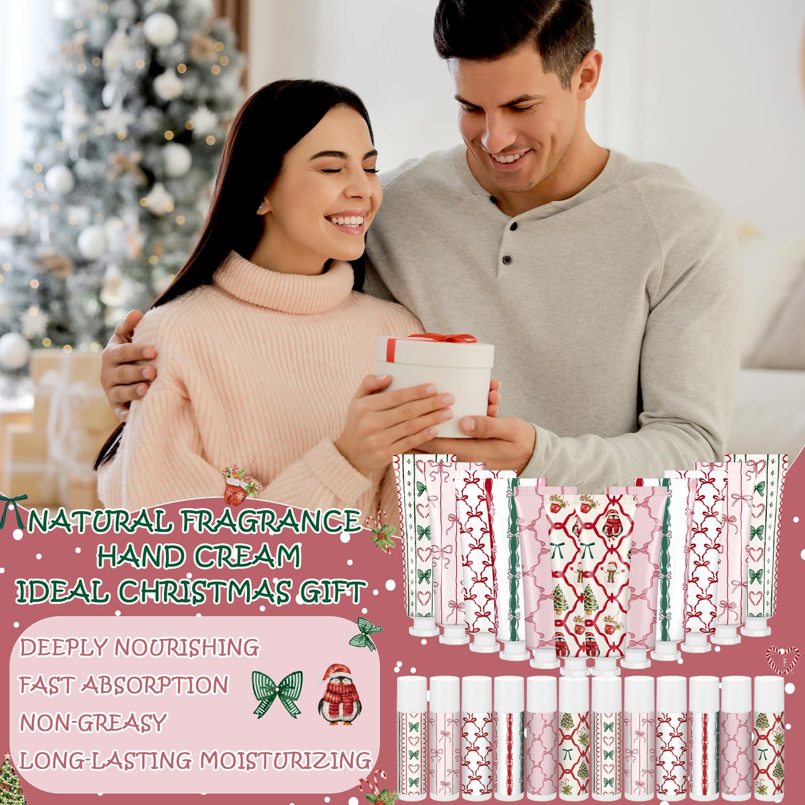 Dansib Valentine Hand Cream & Lip Balm Gift Set – 48 Pcs, 6 Scents, Travel Size