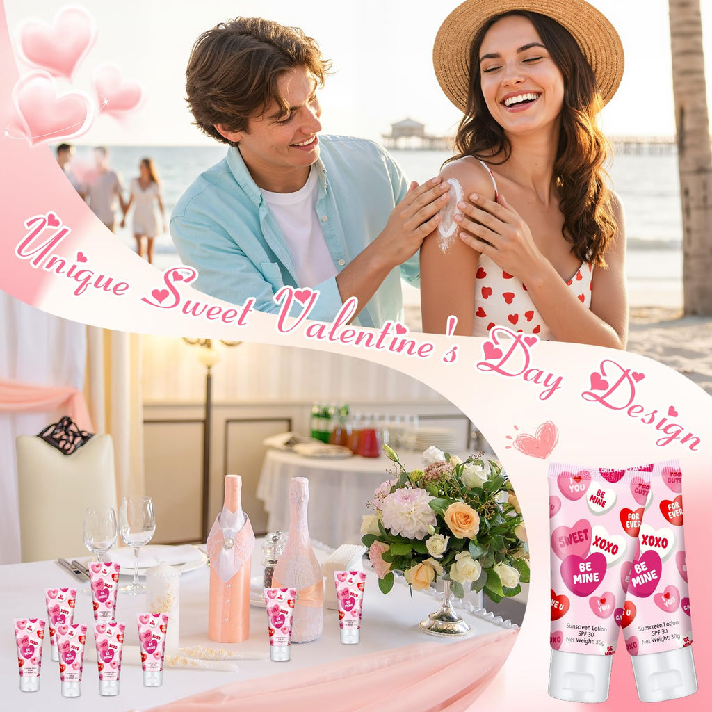 Dansib 24 Pcs Mini Sunscreen Bulk SPF 30 | Travel-Size Valentine Gift Set
