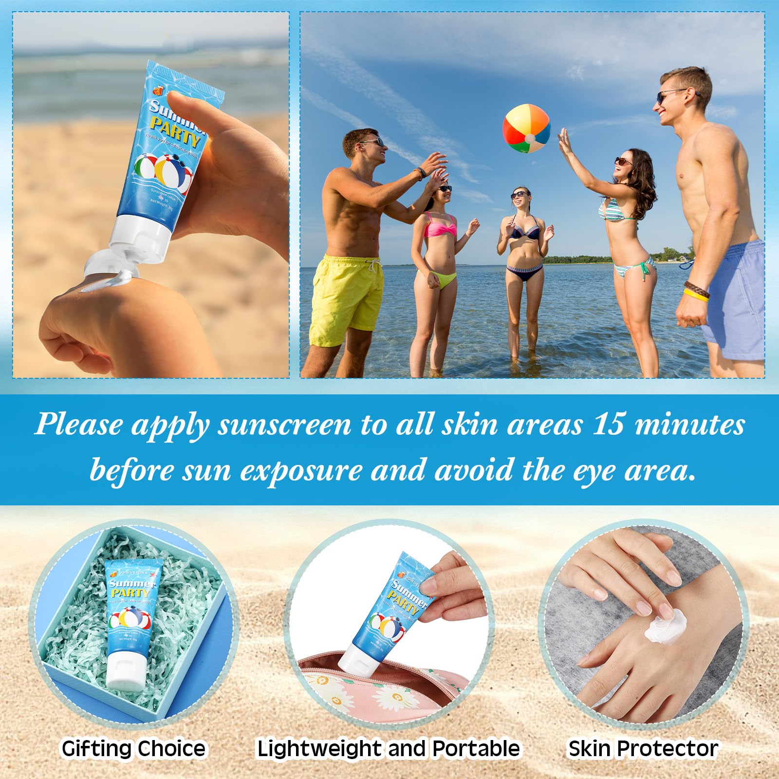 Dansib 24 Pcs Mini Sunscreen Bulk SPF 30 – Travel Size Lotion for Weddings
