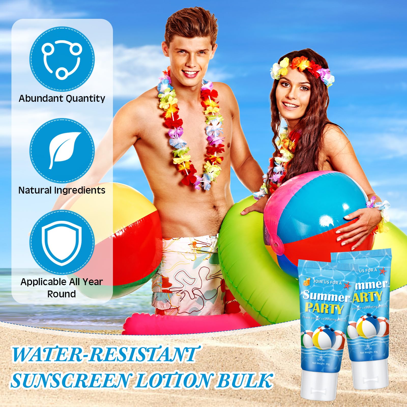 Dansib 24 Pcs Mini Sunscreen Bulk SPF 30 – Travel Size Lotion for Weddings