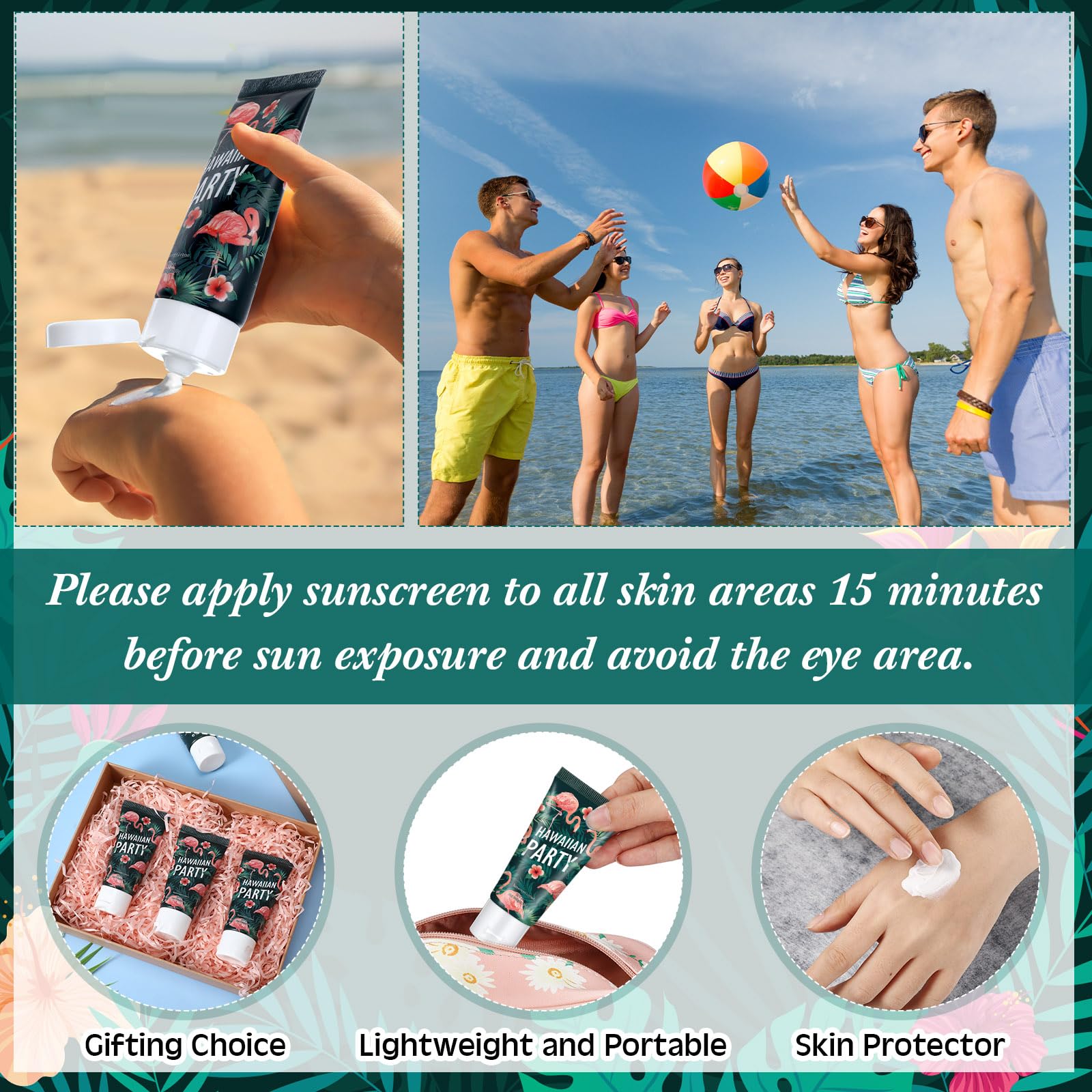 Dansib 24 Pcs Mini Sunscreen Bulk – SPF 30 Travel Size 1oz for Wedding Gifts (White Cream, Flamingo)