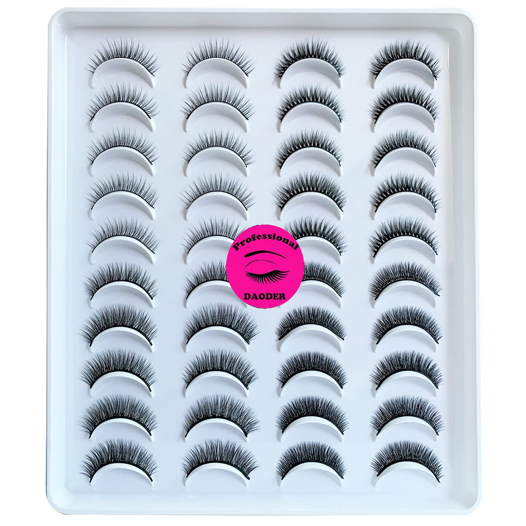 DAODER Lashes Short Eyelashes – Natural Look, 9-11mm Wispy Faux Mink, 20 Pairs