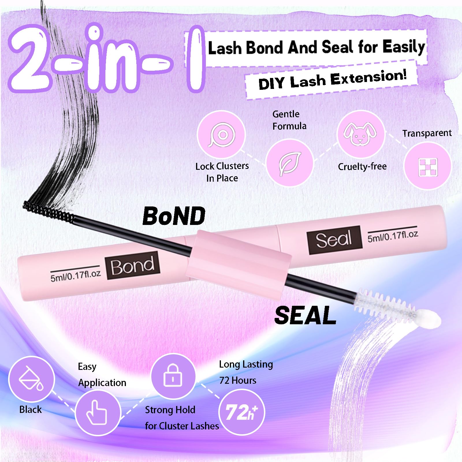DAODER Wispy Lash Clusters Kit 5D 13mm — Short C Curl Lashes with Bond & Remover
