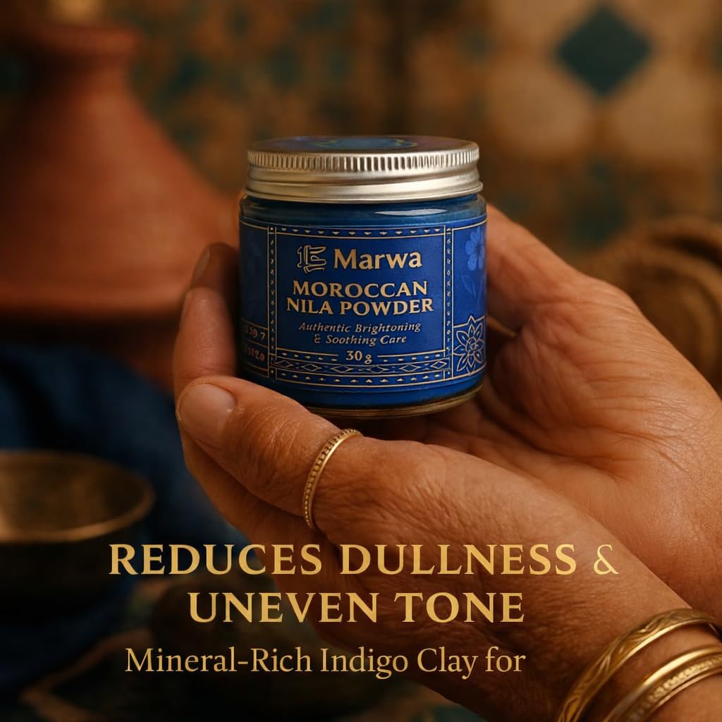 Dar Marwa Nila Powder — 100% Pure Saharan Indigo Blue Clay Mask for Face & Body | Brightens & Evens Skin