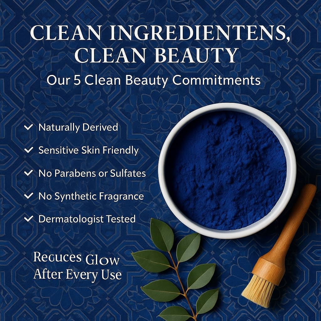Dar Marwa Nila Powder — 100% Pure Saharan Indigo Blue Clay Mask for Face & Body | Brightens & Evens Skin