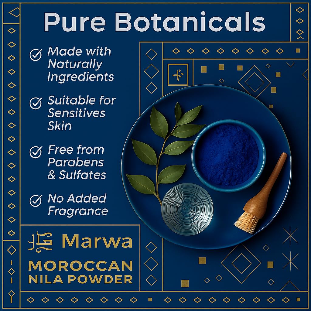 Dar Marwa Nila Powder — 100% Pure Saharan Indigo Blue Clay Mask for Face & Body | Brightens & Evens Skin