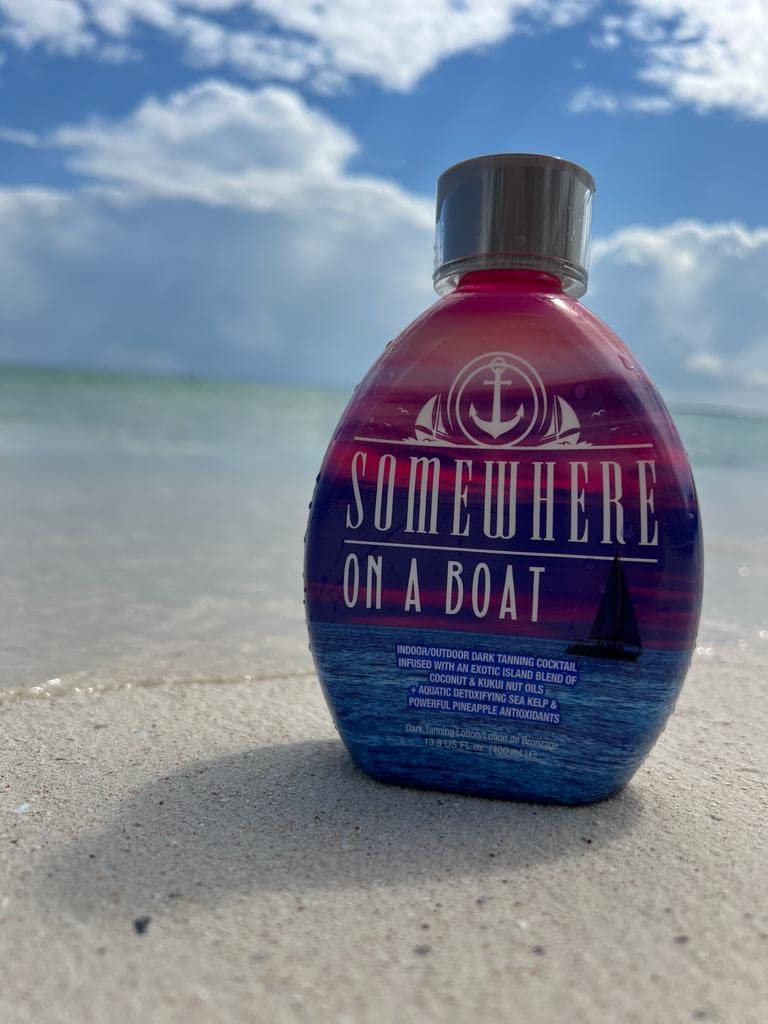 DARK TANS EXCLUSIVE Somewhere On A Boat Tanning Lotion – No Bronzer, Coconut Oil, Pineapple, 13.5oz
