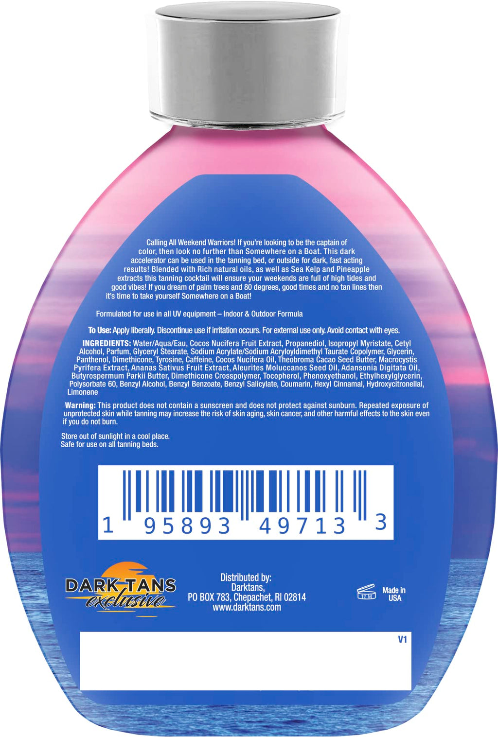 DARK TANS EXCLUSIVE Somewhere On A Boat Tanning Lotion – No Bronzer, Coconut Oil, Pineapple, 13.5oz