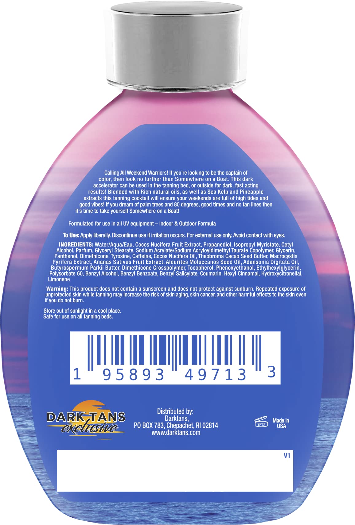 DARK TANS EXCLUSIVE Somewhere On A Boat Tanning Lotion – No Bronzer, Coconut Oil, Pineapple, 13.5oz