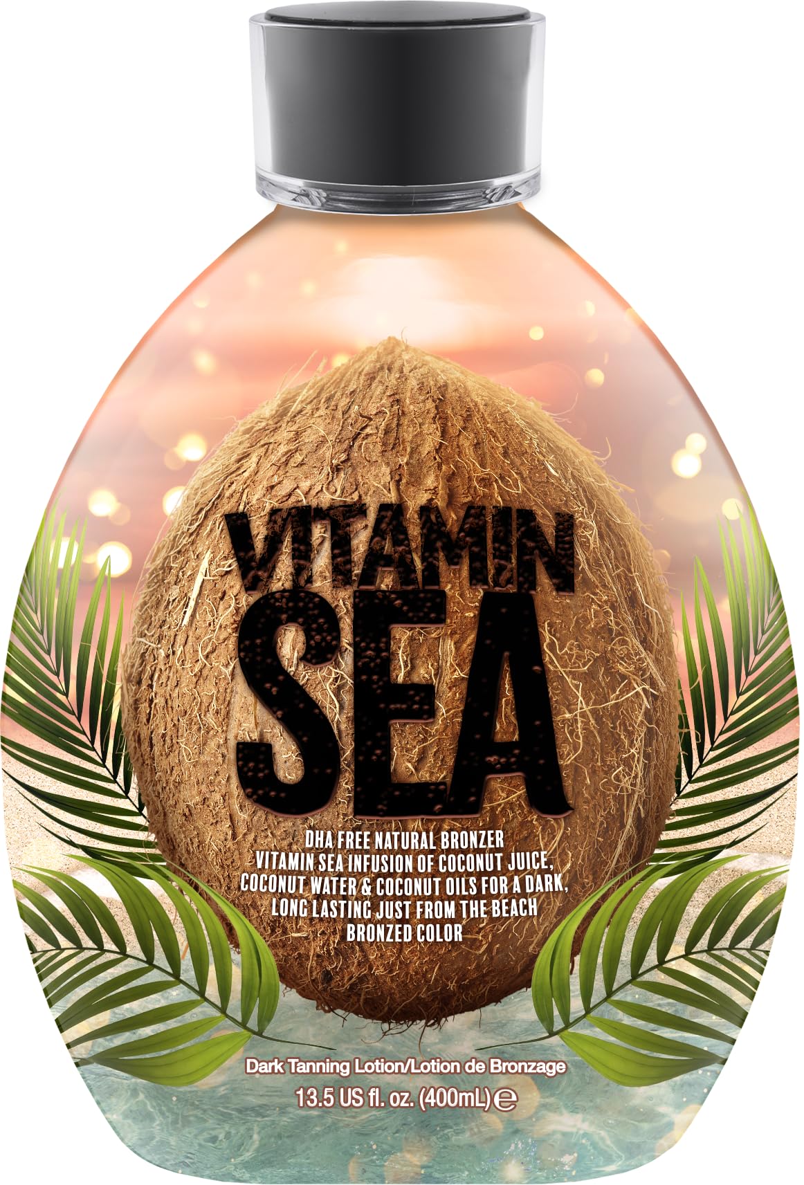 Dark Tans Exclusive Vitamin Sea Natural Bronzer – DHA-Free, Coconut Oil, 13.5oz, Indoor Bed Safe