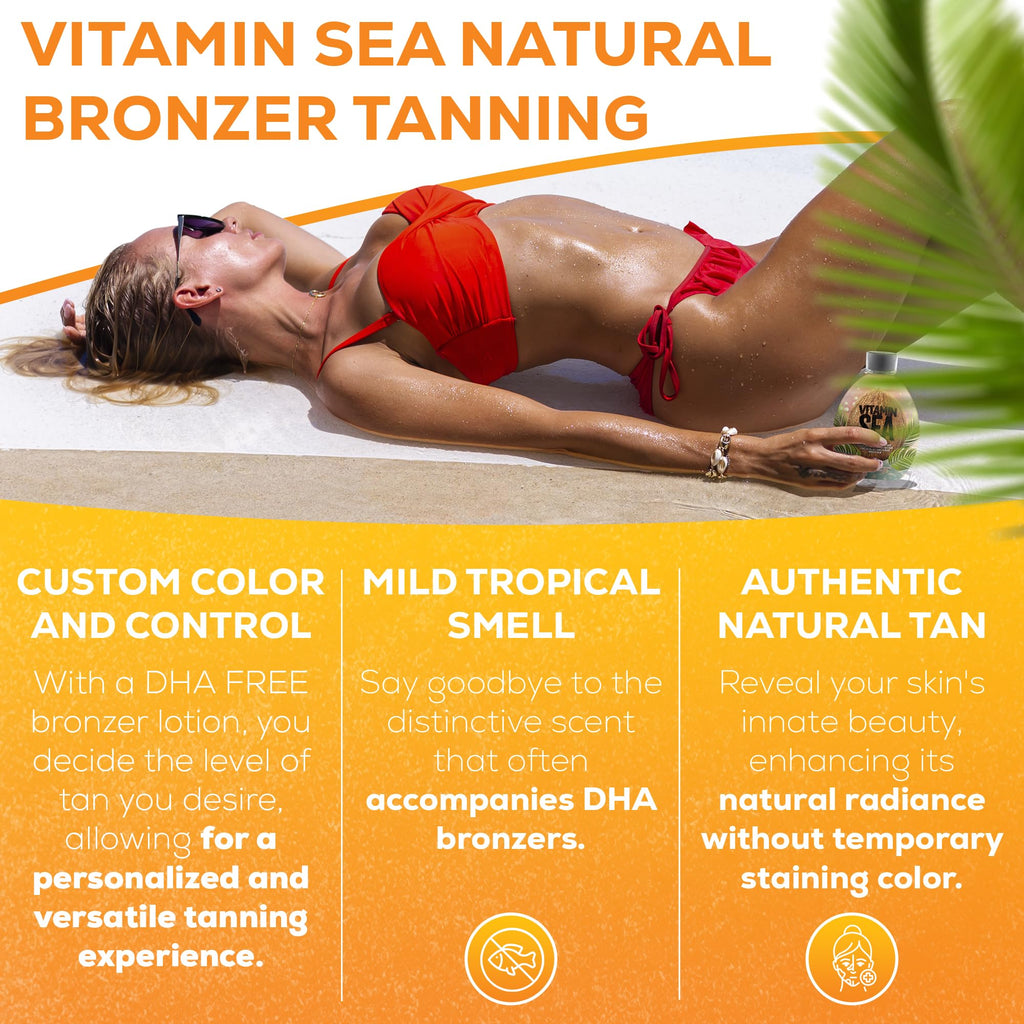 Dark Tans Exclusive Vitamin Sea Natural Bronzer – DHA-Free, Coconut Oil, 13.5oz, Indoor Bed Safe