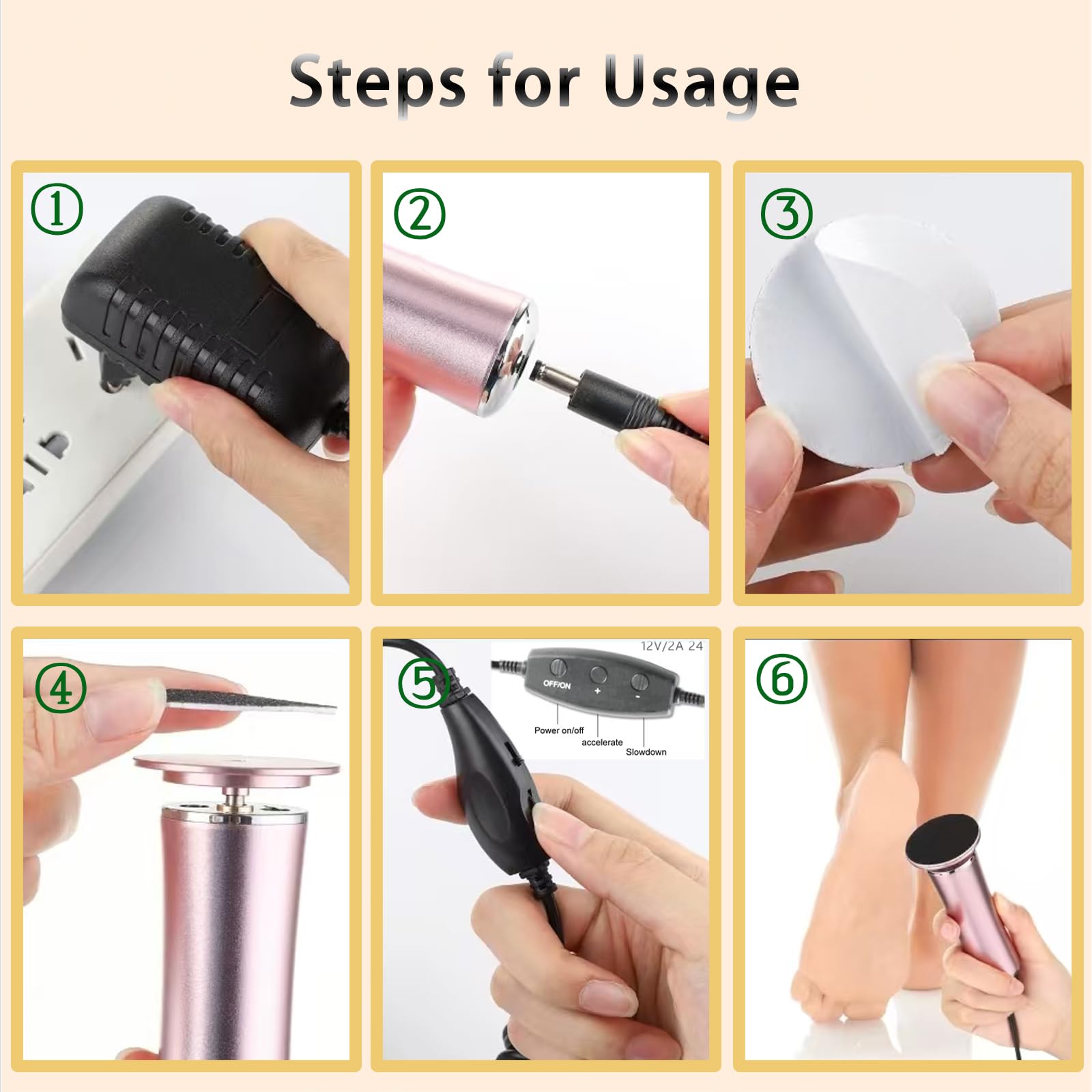 Darmave™ Electric Foot Callus Remover – Smooth Pedicure Wand with 60 Sanding Pads