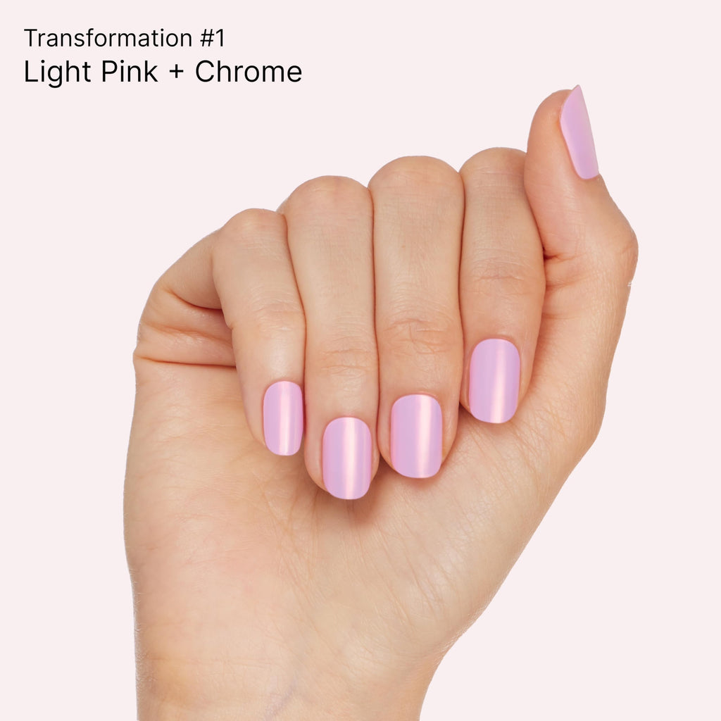 Dashing Diva Chromagic Gel Nail Strips - Pink Orbit | Easy UV-Free, Chip-Resistant, Long-Lasting Chrome Mani