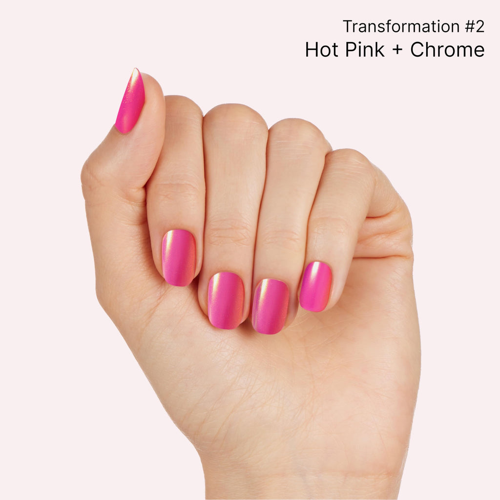 Dashing Diva Chromagic Gel Nail Strips - Pink Orbit | Easy UV-Free, Chip-Resistant, Long-Lasting Chrome Mani