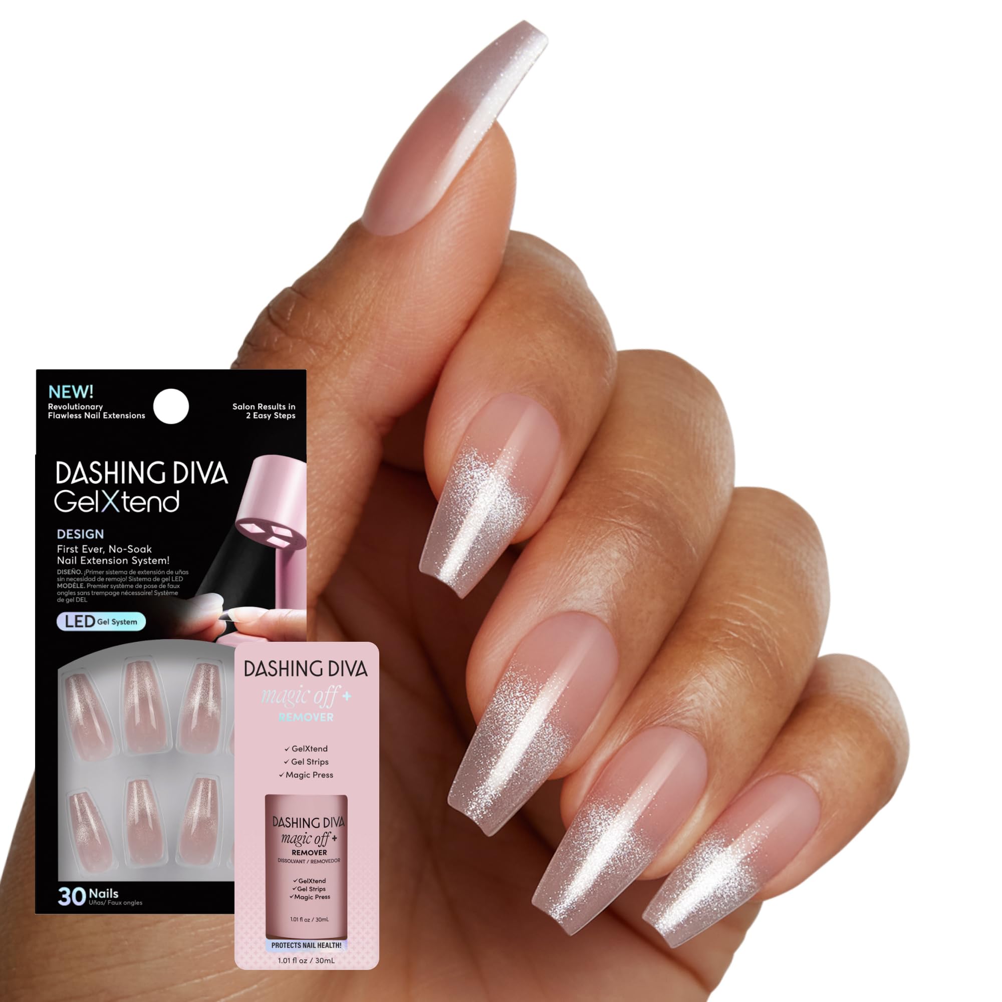 Dashing Diva GelXtend Design & Removal Kit – Lilac Kisses | 14-Day Press-On Nails & Magic Off+
