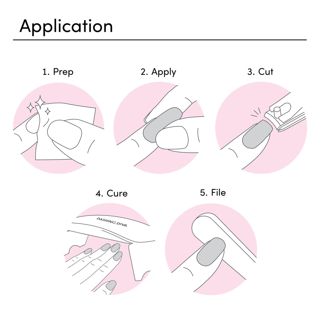 Dashing Diva Glaze Nail Starter Kit Daikon – Semi-Cured Gel Strips, 7-Piece Set + Mini LED Lamp