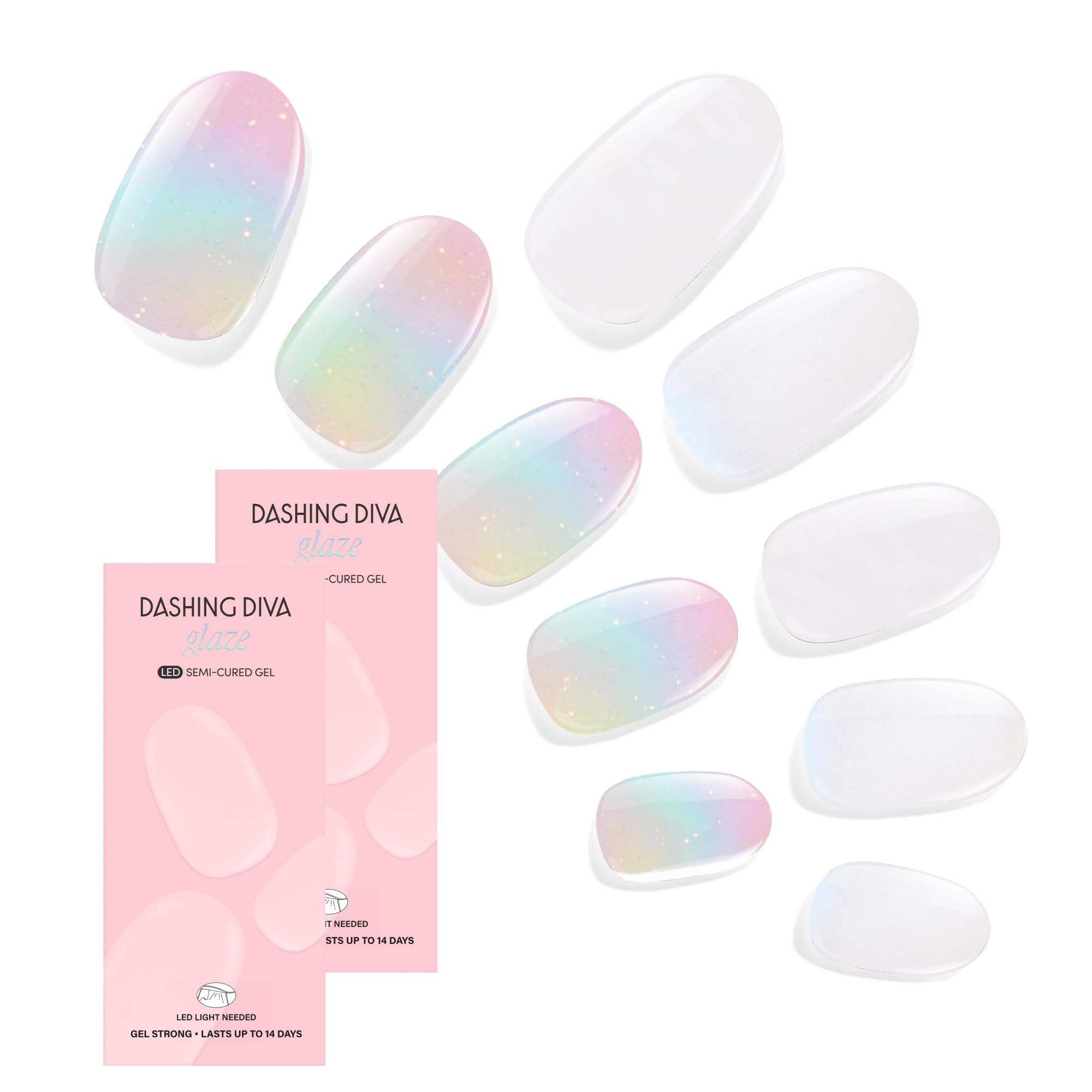 Dashing Diva Glaze Nail Strip Duo – Iridesci & Wishing Well | Long-Lasting Semi-Cured Gel Strips