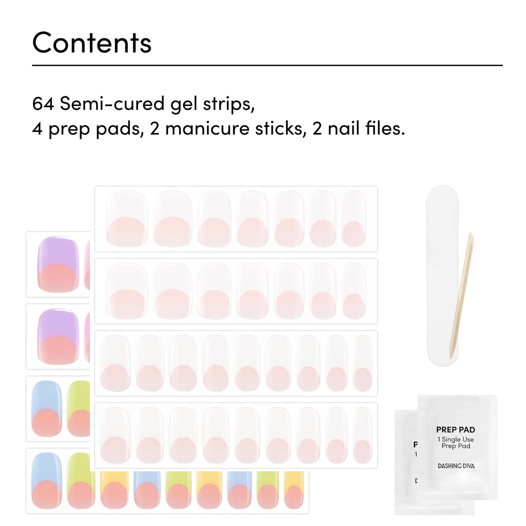 Dashing Diva Glaze Nail Strip Duo – Pearly Whites & Pastel Baby, Long-Lasting Semi-Cured Gel Strips