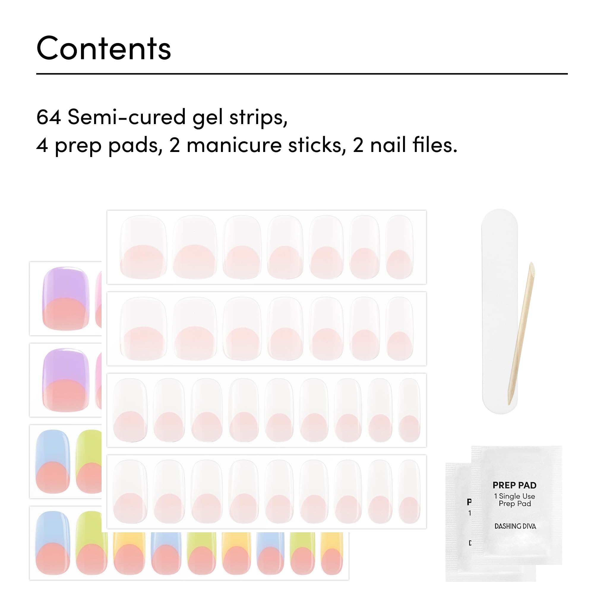 Dashing Diva Glaze Nail Strip Duo – Pearly Whites & Pastel Baby, Long-Lasting Semi-Cured Gel Strips