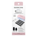Dashing Diva Glaze Nail Starter Kit Real Black | Long-Lasting Semi-Cured Gel Strips + Mini LED Lamp