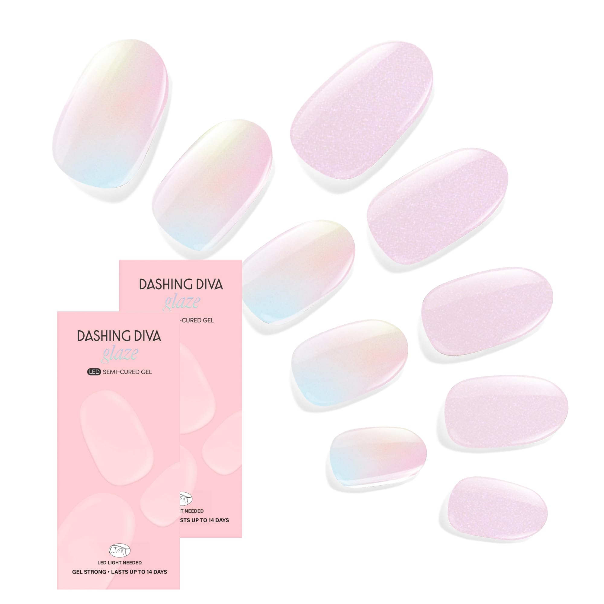 Dashing Diva Glaze Nail Strip Duo – Unicorn Glaze & Cotton Candy Glaze | Semi-Cured Gel Nails