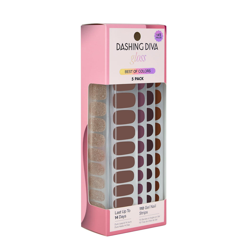 Dashing Diva Gloss Nail Strips 5-in-1 Kit – Best of Browns, UV-Free & Long-Lasting
