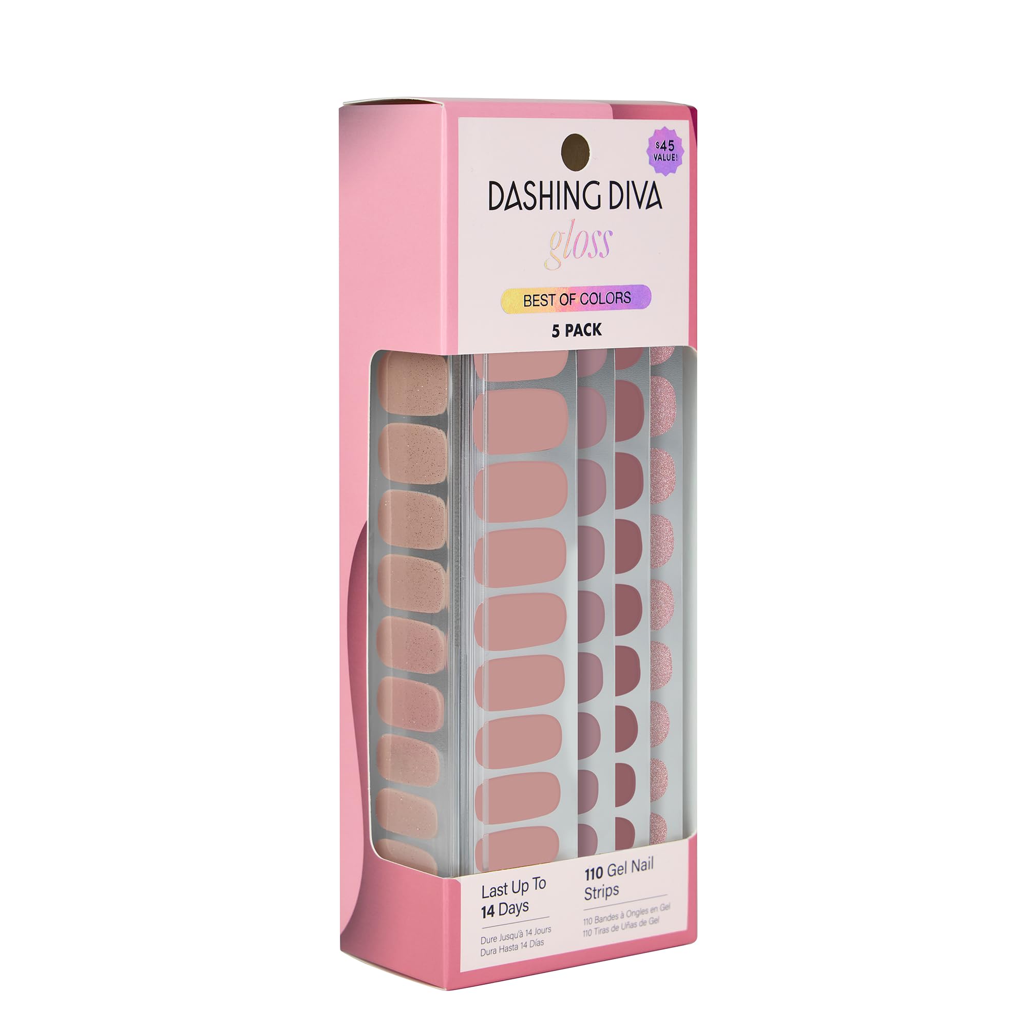 Dashing Diva Gloss Nail Strips 5-in-1 Kit – Best of Nudes | UV Free & Long-Lasting