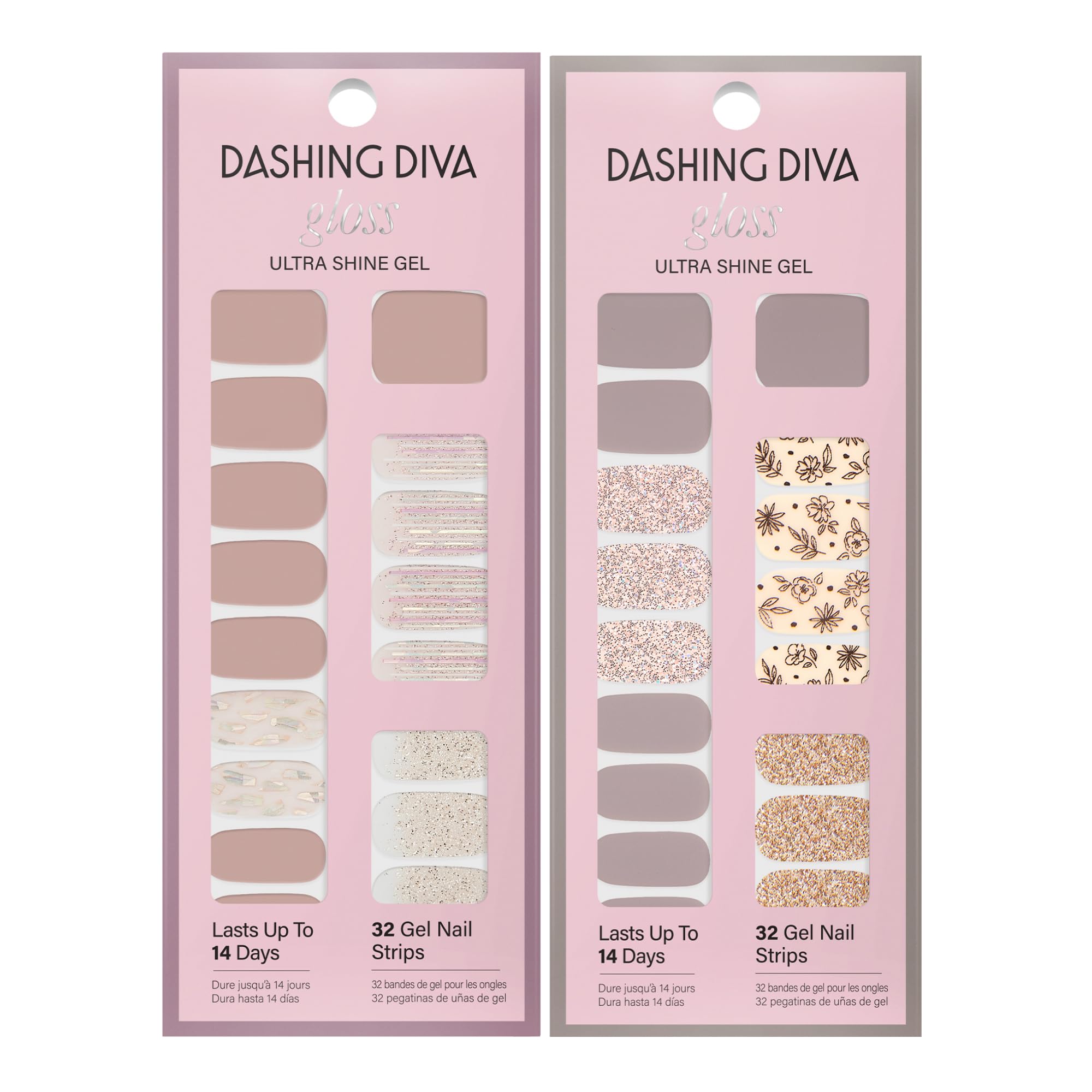Dashing Diva Gloss Nail Strips Bundle – Lavender Dreams & After Glow | UV-Free, Chip-Resistant Gel Stickers