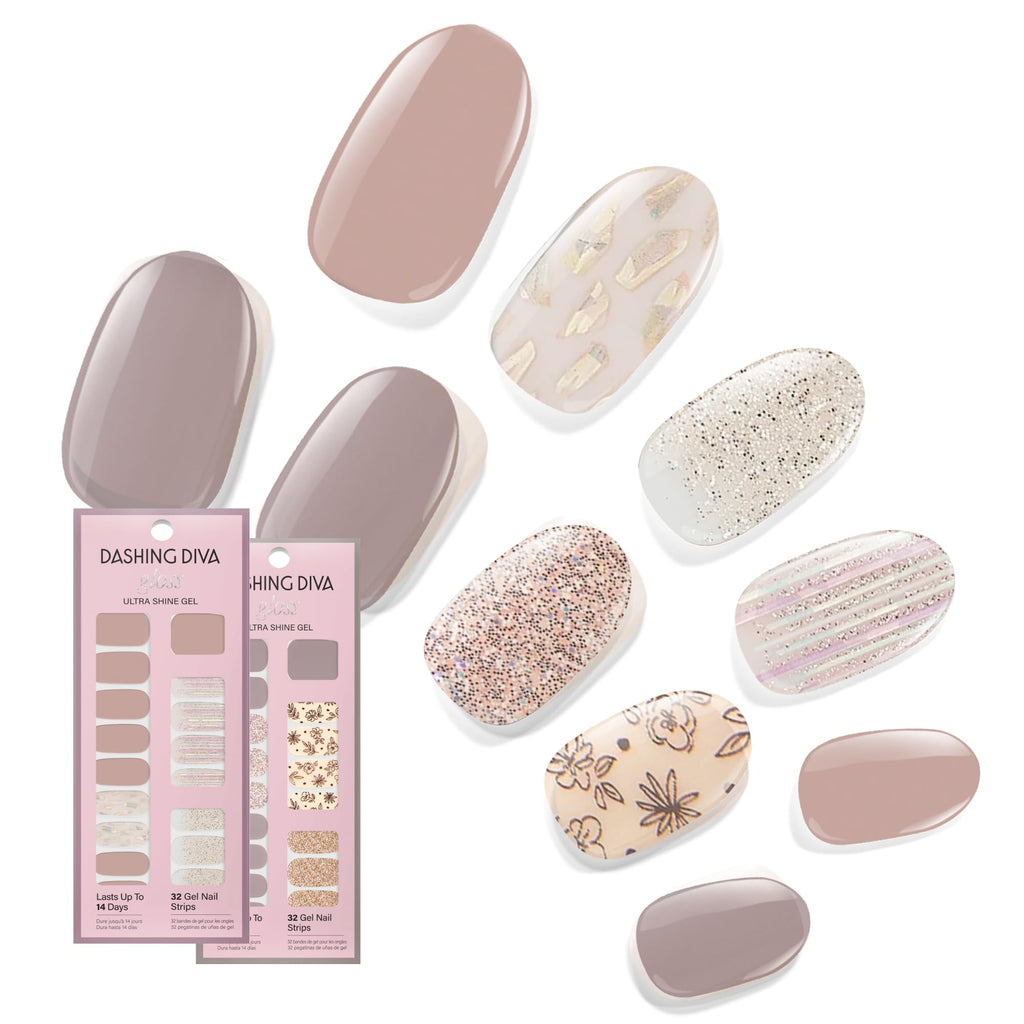 Dashing Diva Gloss Nail Strips Bundle – Lavender Dreams & After Glow | UV-Free, Chip-Resistant Gel Stickers