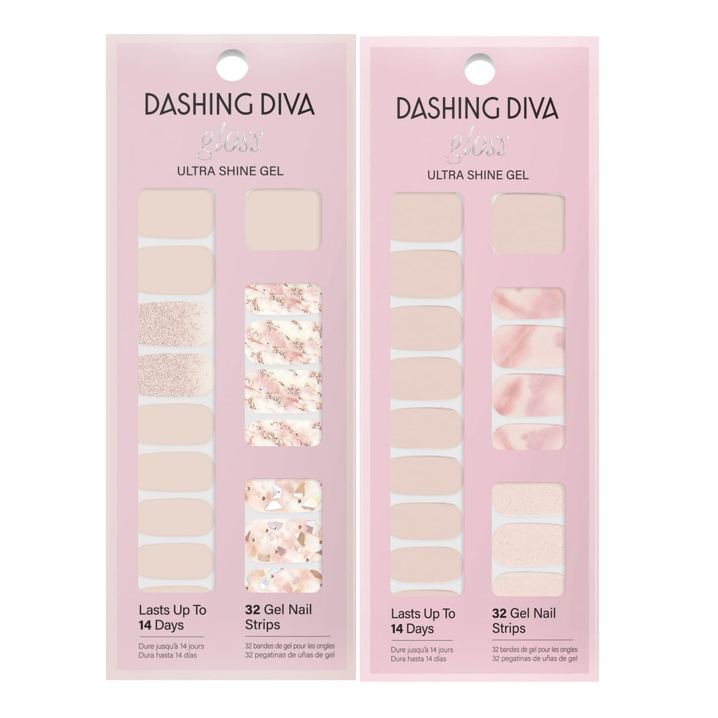 Dashing Diva Gloss Nail Strips Bundle – Classic Marbles (Crystal Clear & Maybe Marble)