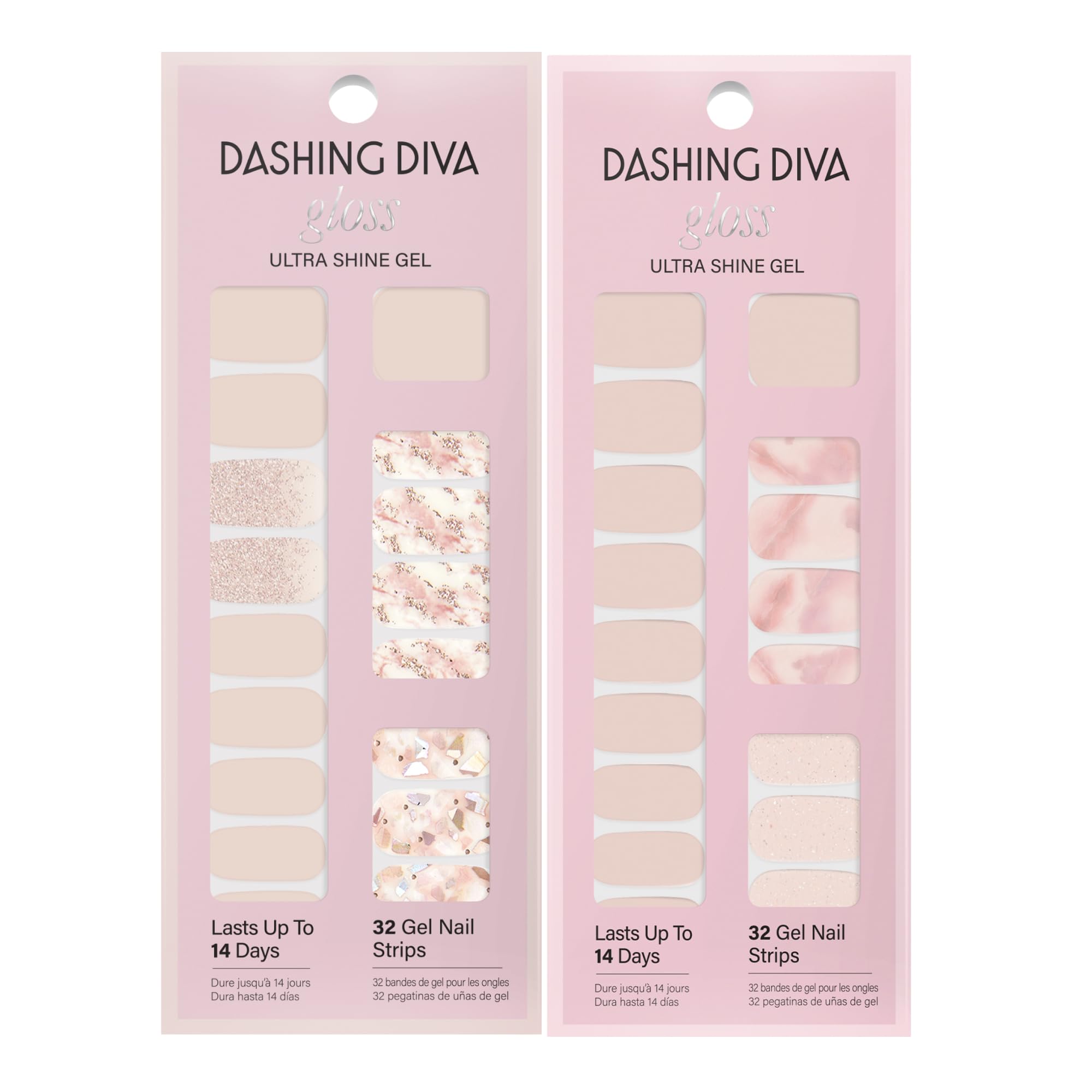 Dashing Diva Gloss Nail Strips Bundle – Classic Marbles (Crystal Clear & Maybe Marble)