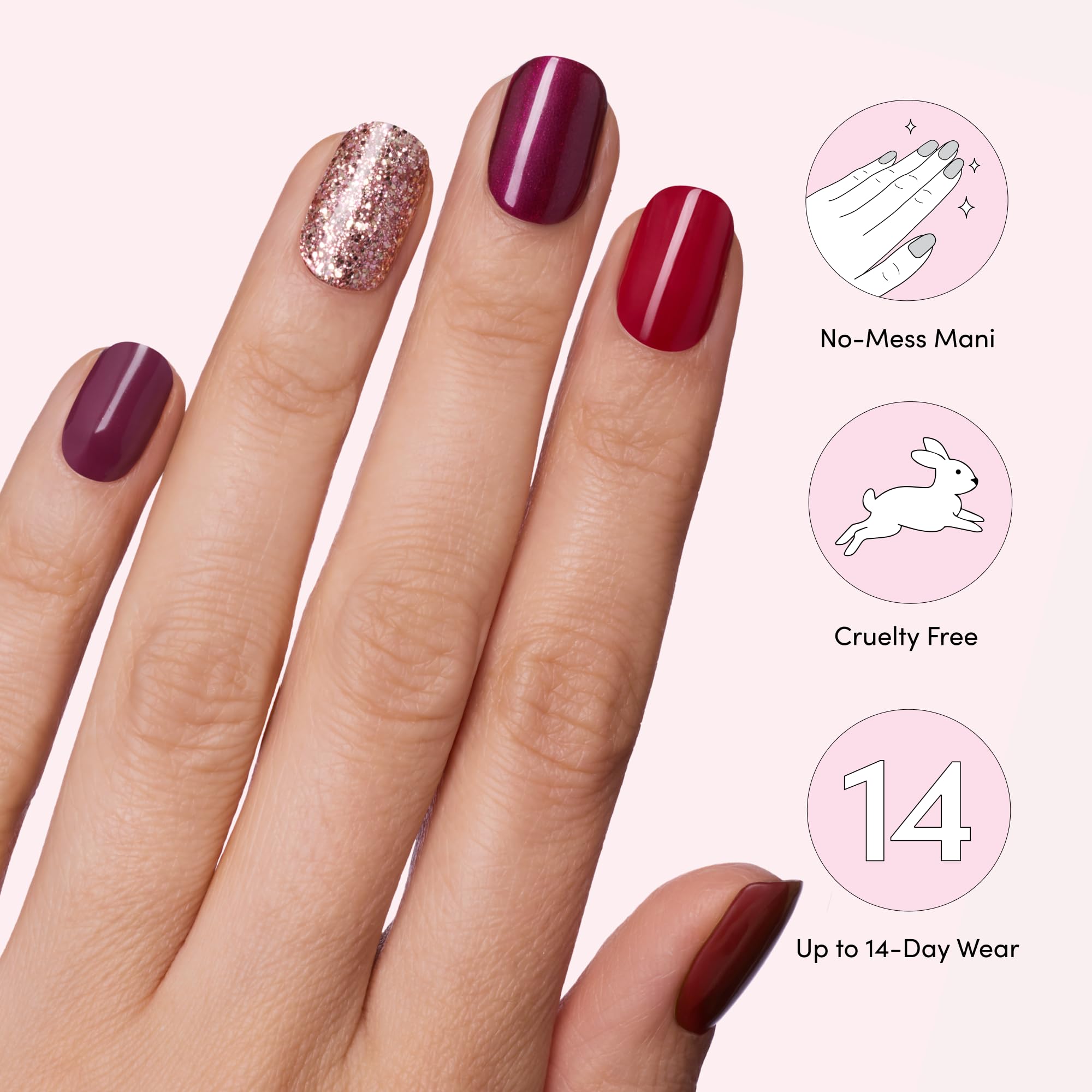 Dashing Diva Gloss Nail Strips 5-in-1 Kit – Best of Reds, UV Free & Chip Resistant, 110 Wraps