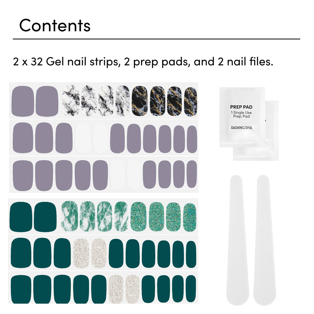 Dashing Diva Gloss Nail Strips Bundle – Light Marble Collection (Natural Wonder & Ivy Opal)