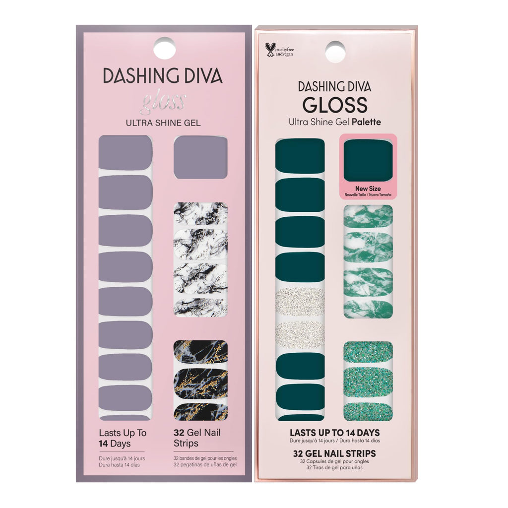 Dashing Diva Gloss Nail Strips Bundle – Light Marble Collection (Natural Wonder & Ivy Opal)