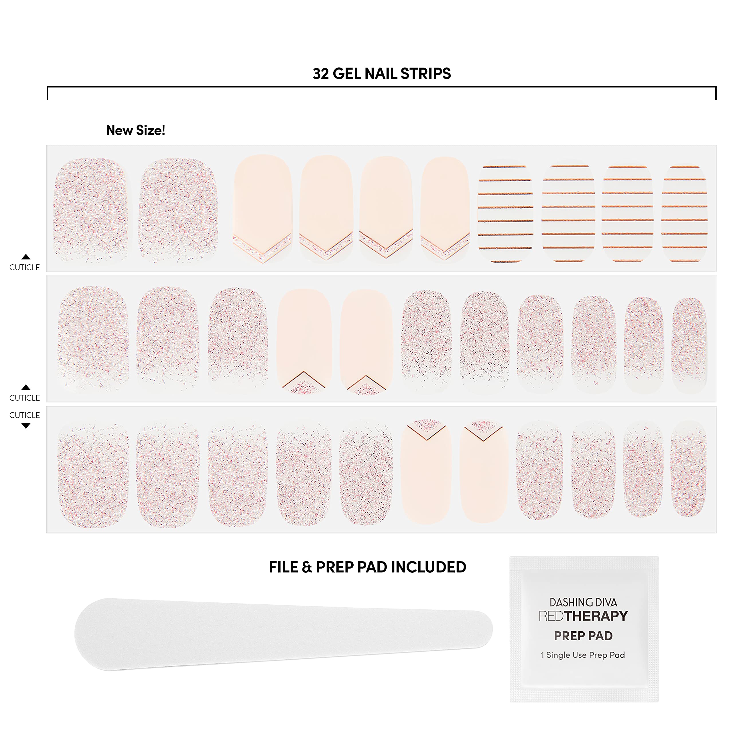Dashing Diva Gloss Nail Strips The Blush – UV Free, Chip Resistant Gel Nail Stickers (32 Wraps + Prep Pad + File)
