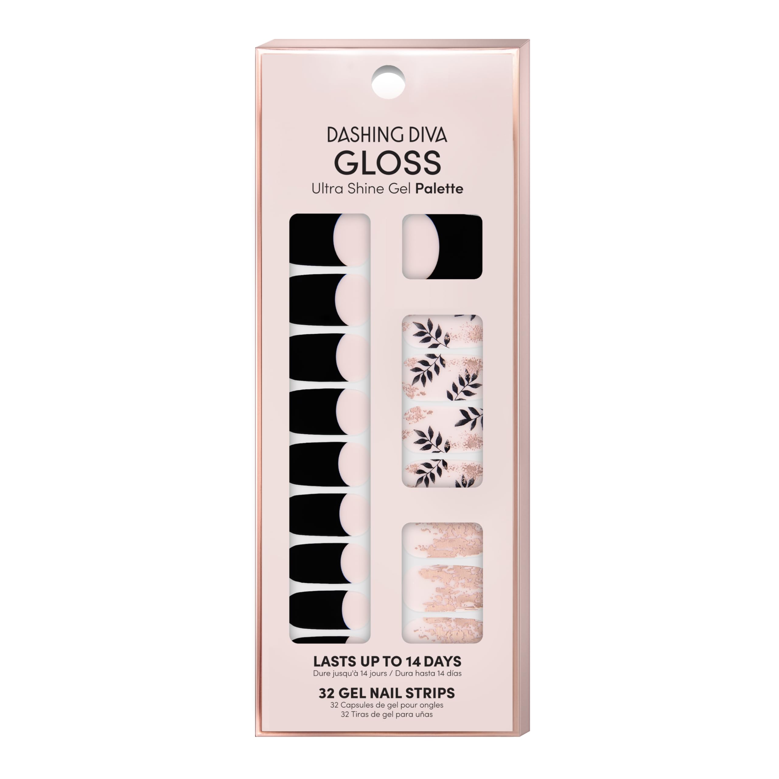 Dashing Diva Gloss Nail Strips - Touch of Gold | UV-Free, Chip-Resistant Gel Nails (32 Wraps)