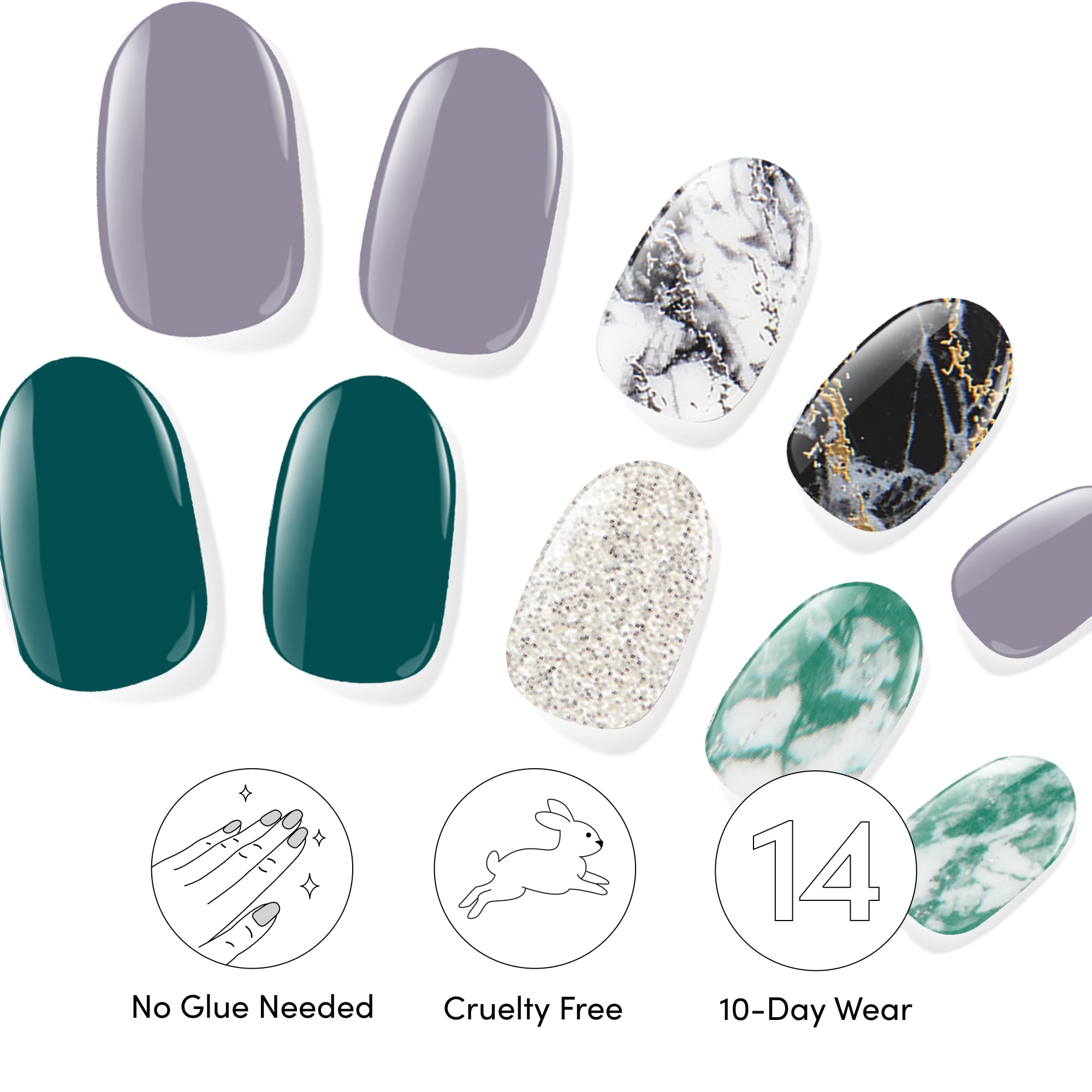 Dashing Diva Gloss Nail Strips Bundle – Light Marble Collection (Natural Wonder & Ivy Opal)