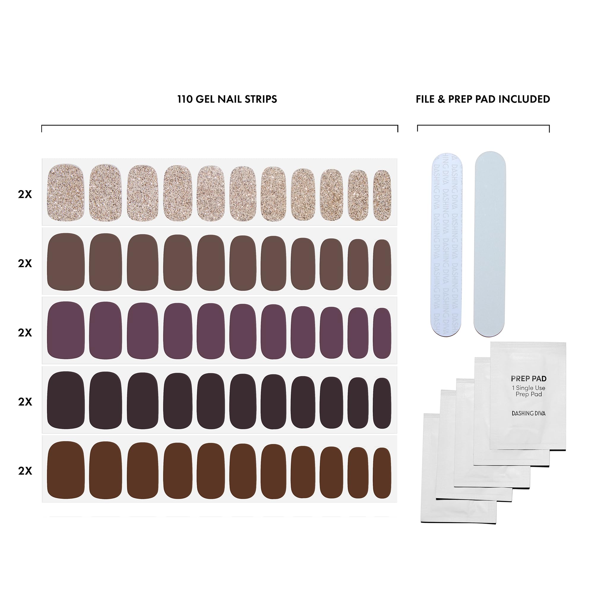 Dashing Diva Gloss Nail Strips 5-in-1 Kit – Best of Browns, UV-Free & Long-Lasting