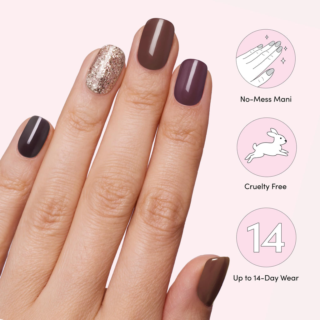 Dashing Diva Gloss Nail Strips 5-in-1 Kit – Best of Browns, UV-Free & Long-Lasting