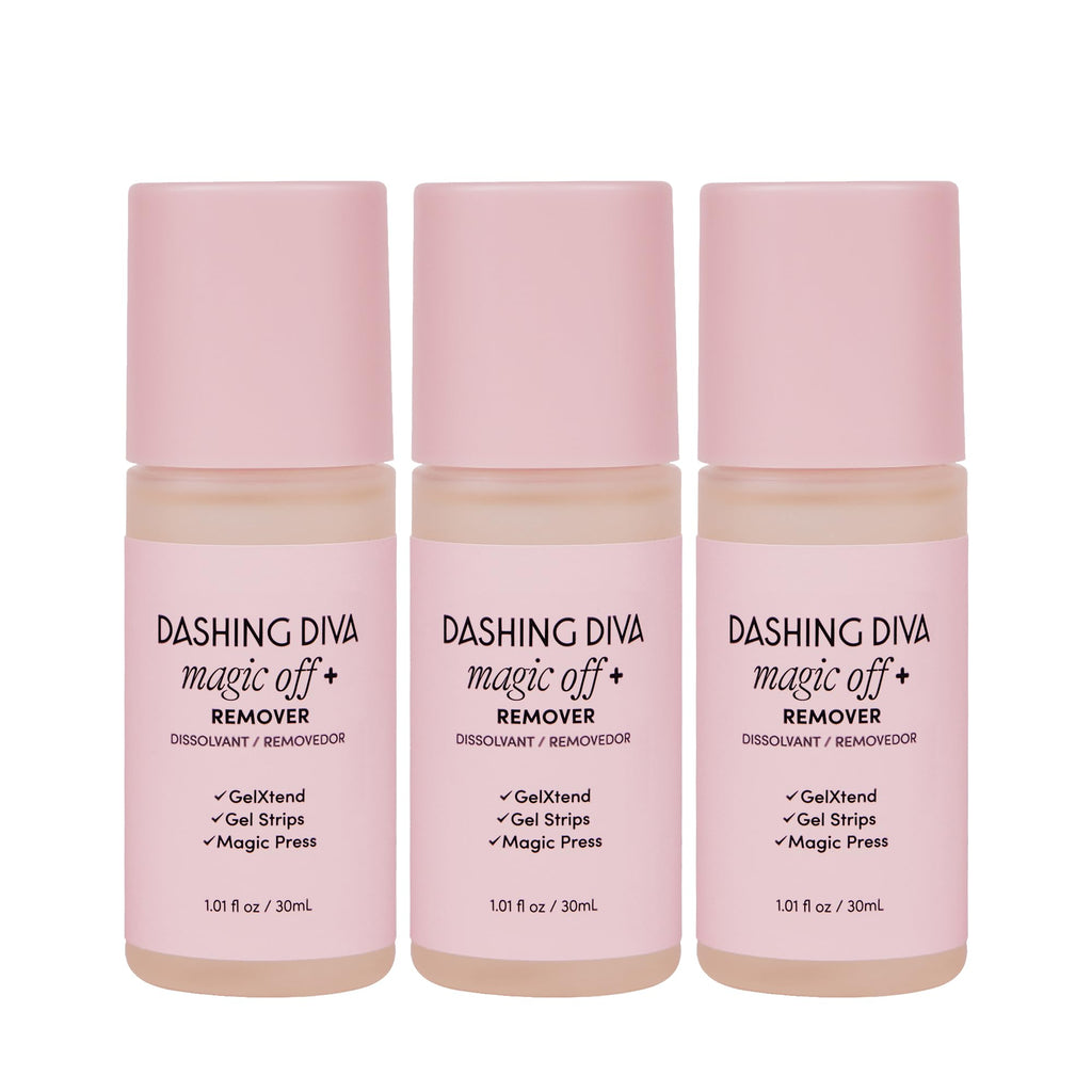 Dashing Diva Magic Off+ Remover 3 Pack – Press-On Nail Remover with Niacinamide & Castor Oil