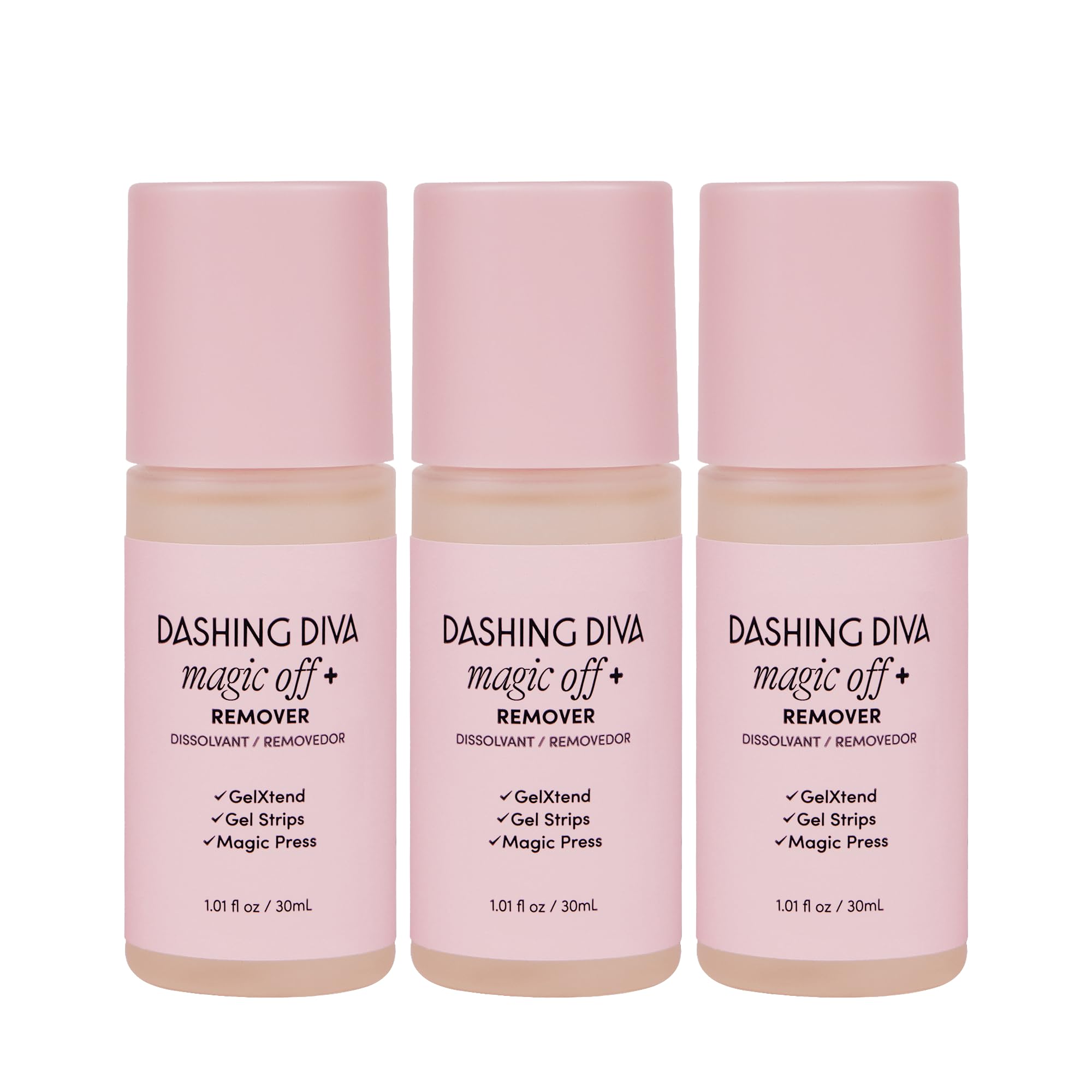 Dashing Diva Magic Off+ Remover 3 Pack – Press-On Nail Remover with Niacinamide & Castor Oil