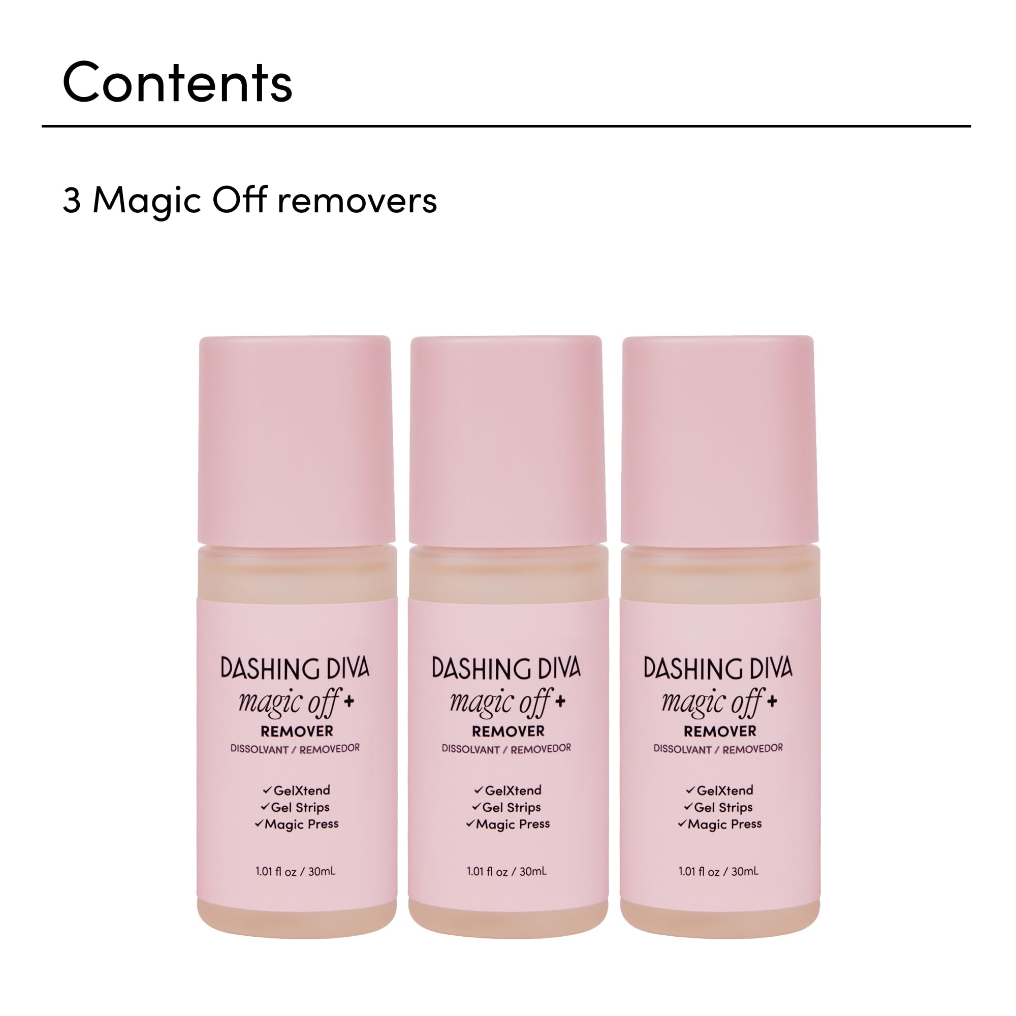 Dashing Diva Magic Off+ Remover 3 Pack – Press-On Nail Remover with Niacinamide & Castor Oil