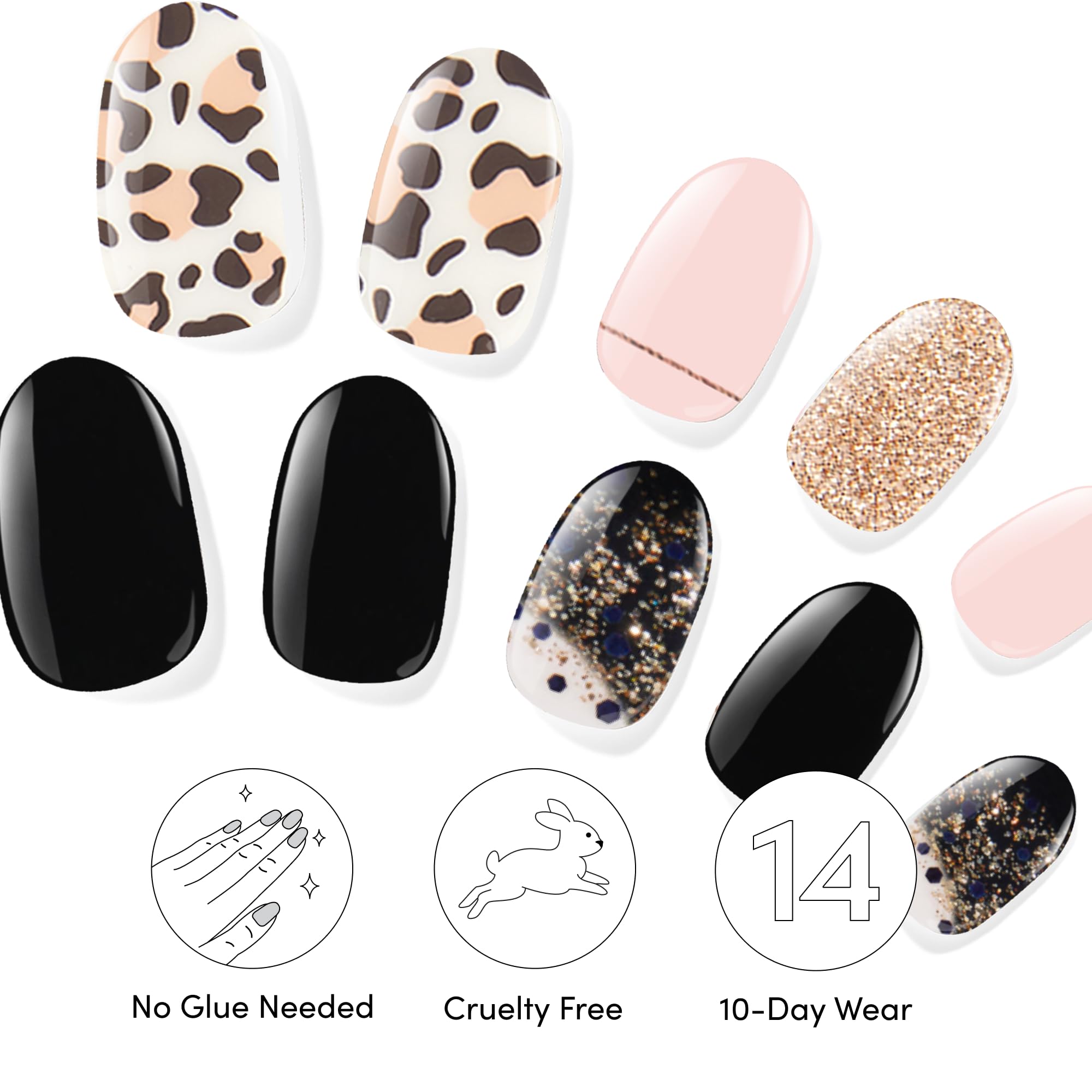 Dashing Diva Gloss Nail Strips Bundle – Black Cheetah Collection (Cheetahlicious & Hollywood Lane)