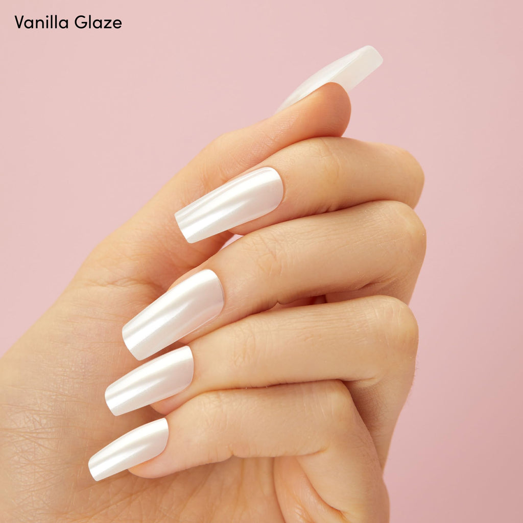 Dashing Diva Nailbliss Glazed Donut Gel Nails Bundle – Vanilla Glaze & French Glaze | 2 x 30 Long Square Nails