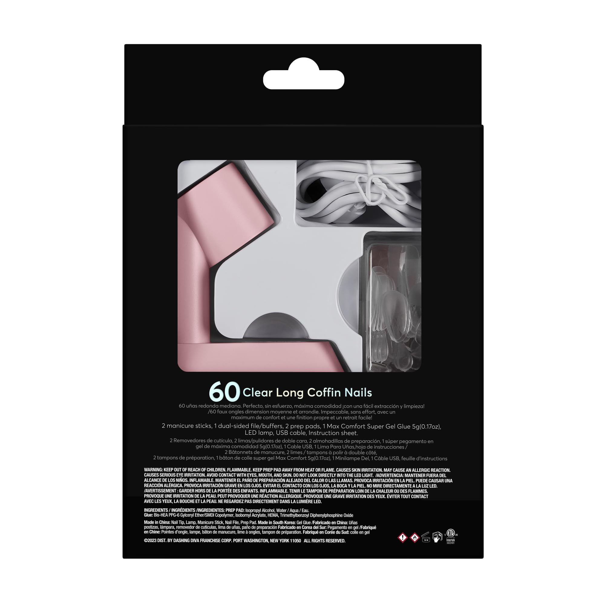 Dashing Diva GelXtend Starter Kit – Clear Long Coffin Nails with LED Lamp
