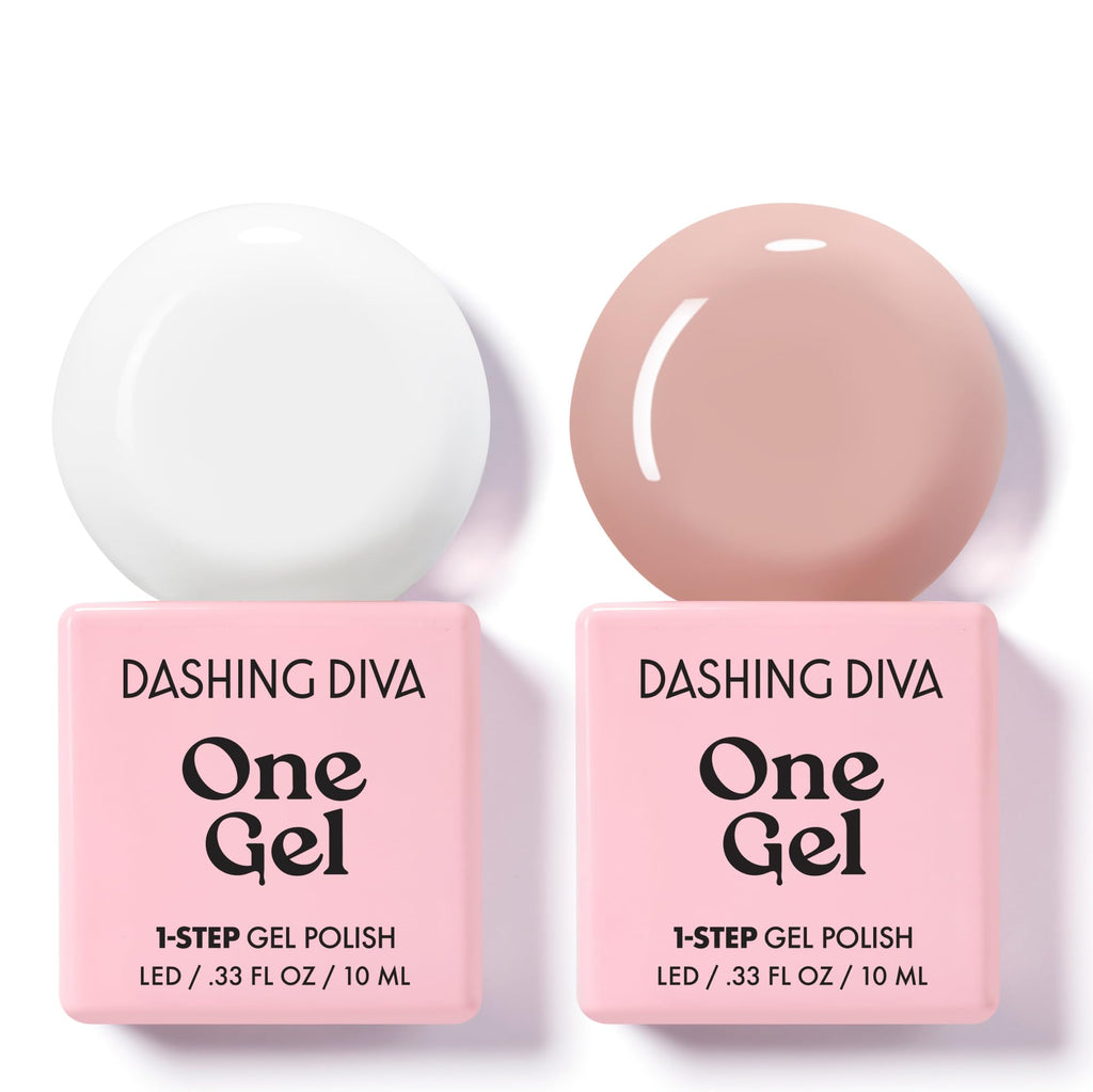 Dashing Diva One Gel Color Duo – Marshmallow & Kitten (Neutrals) | 3-in-1 Base, Color & Top Coat Set